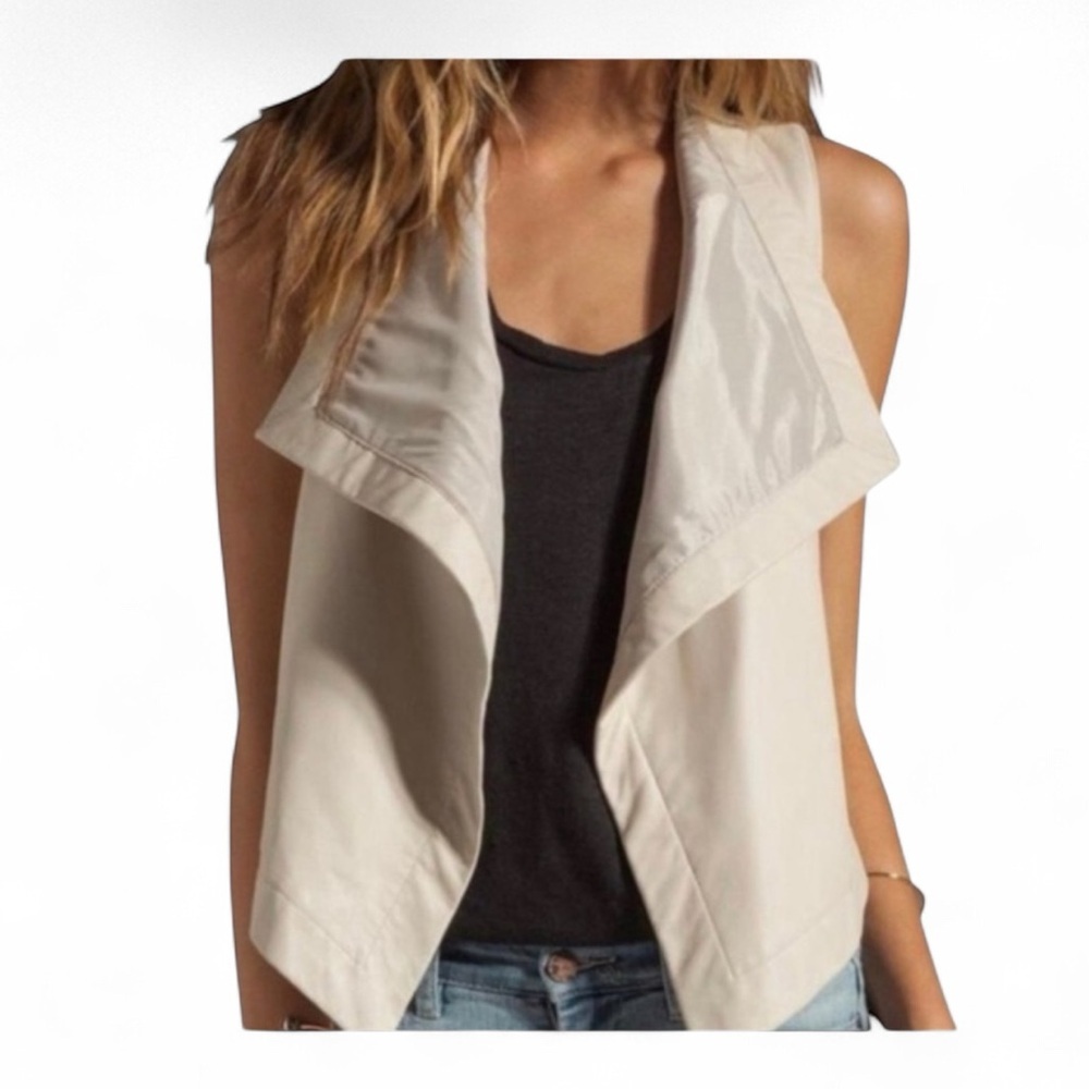 Leather Vest by PJK Patterson J. Kincaid Color Bone Sleeveless Medium NWOT